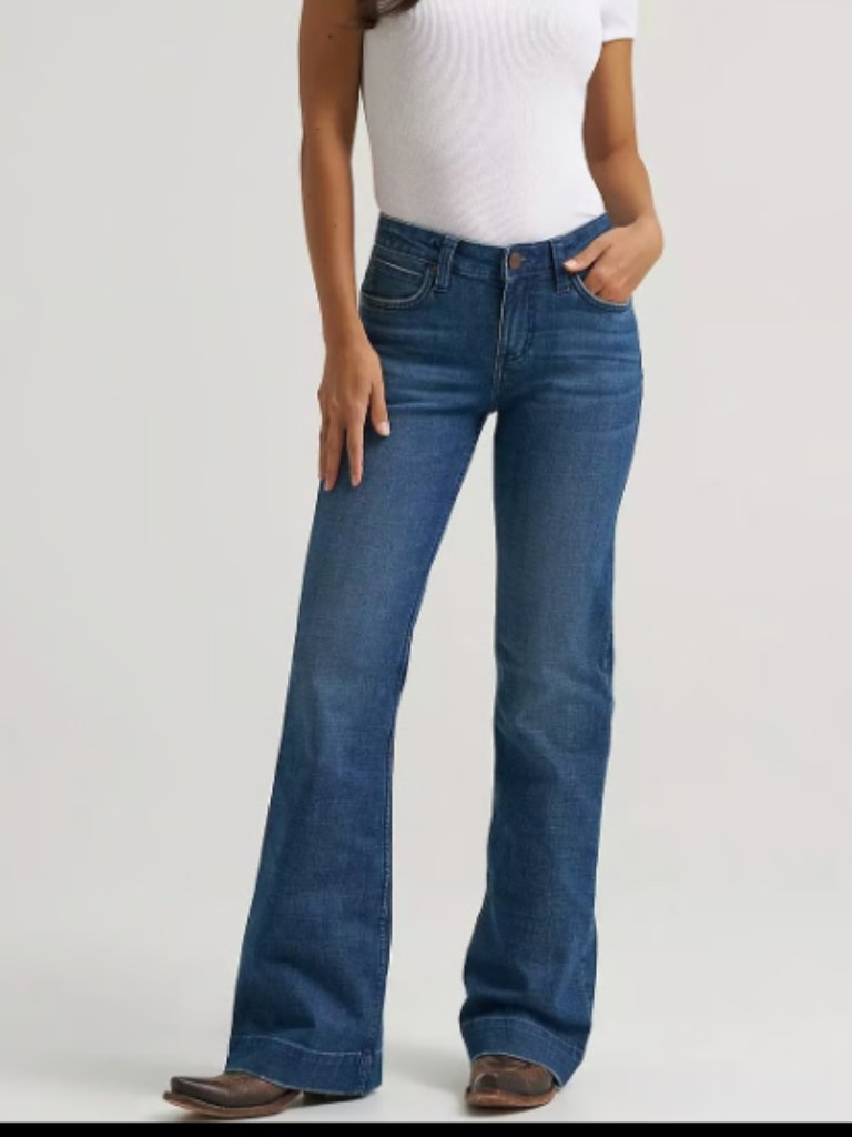 Wrangler Bailey Trouser Jeans Cuff Buckle Medium Wash Nwt 7/8